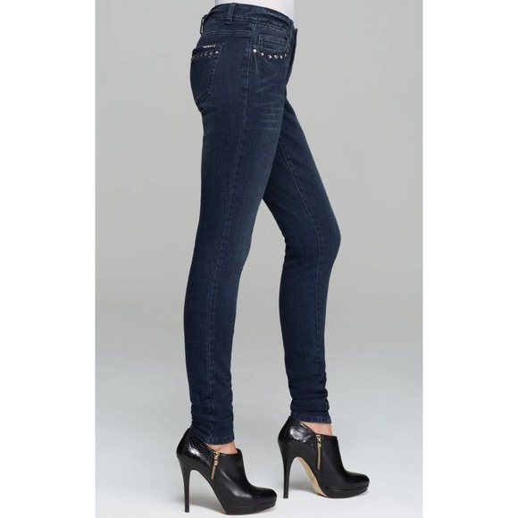 Michael Kors Embellished Skinny Jeans Denim Pants Trousers Stellar 2 New $135 - Picture 3 of 8